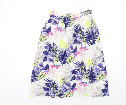 Dorothy Perkins Womens Multicoloured Floral Viscose Swing Skirt Size 10 Button