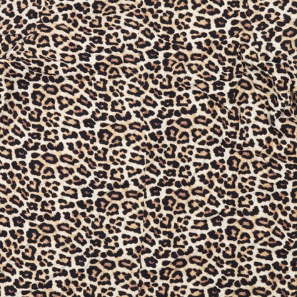 H&M Womens Brown Animal Print Viscose Shift Size S V-Neck Pullover - Leopard Print