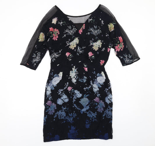 French Connection Womens Multicoloured Floral Viscose A-Line Size 6 Boat Neck Zip - Mesg