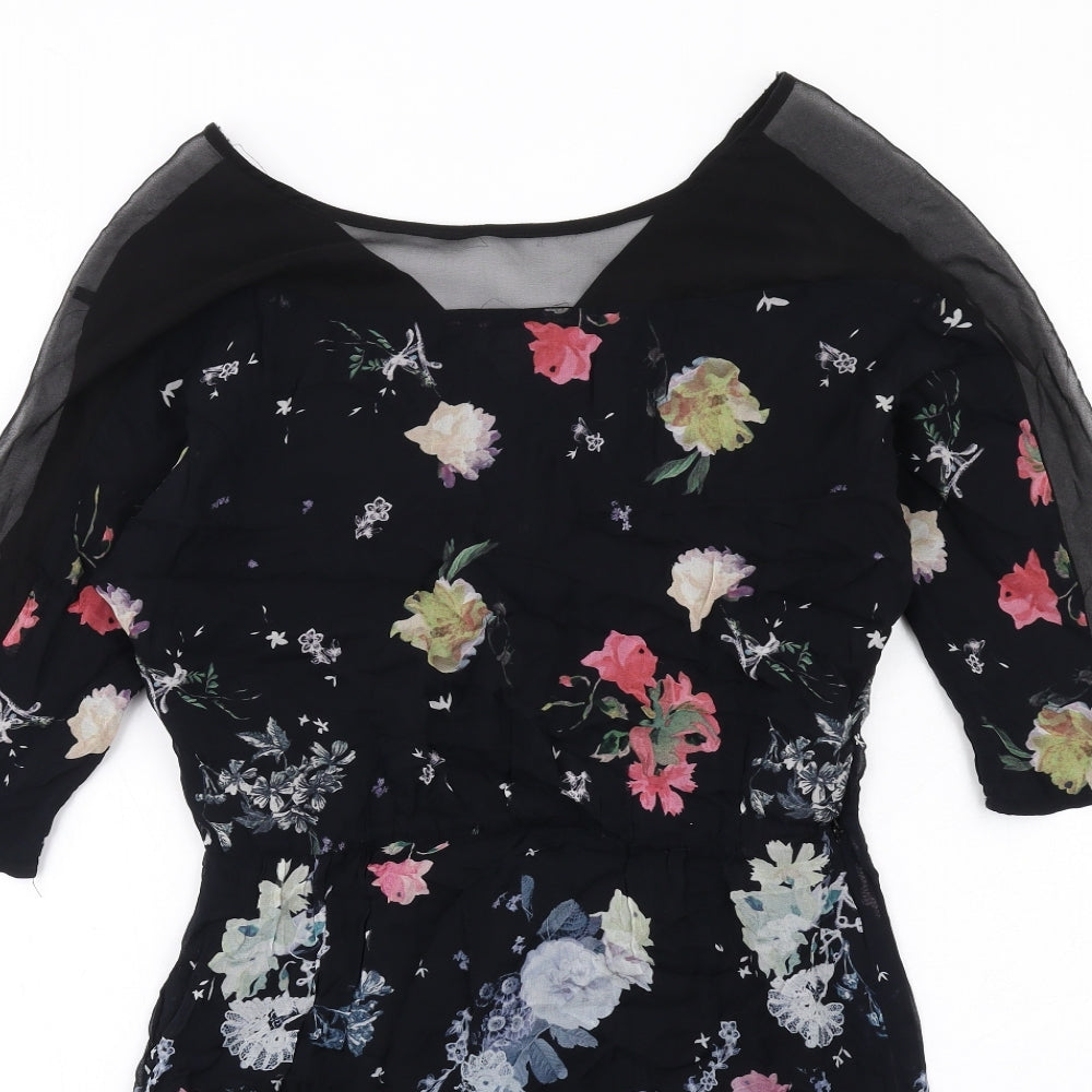 French Connection Womens Multicoloured Floral Viscose A-Line Size 6 Boat Neck Zip - Mesg