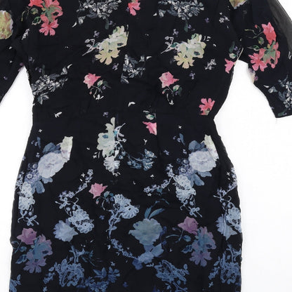 French Connection Womens Multicoloured Floral Viscose A-Line Size 6 Boat Neck Zip - Mesg