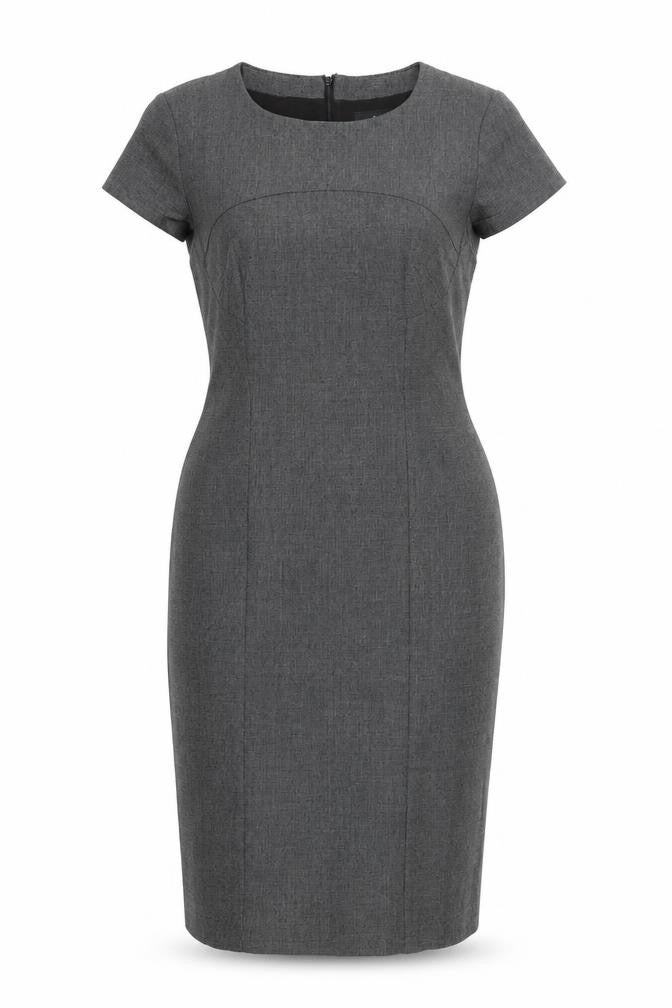 Zara Womens Grey Polyester Pencil Dress Size L Round Neck Zip