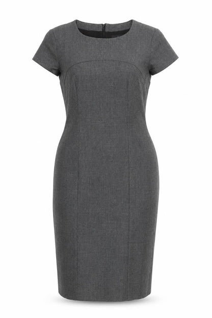 Zara Womens Grey Polyester Pencil Dress Size L Round Neck Zip