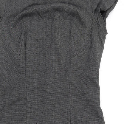 Zara Womens Grey Polyester Pencil Dress Size L Round Neck Zip
