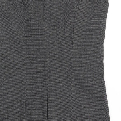 Zara Womens Grey Polyester Pencil Dress Size L Round Neck Zip