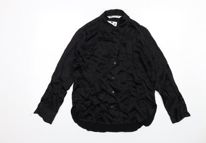 Womens UK Size XS Zara Black Basic Button-Up