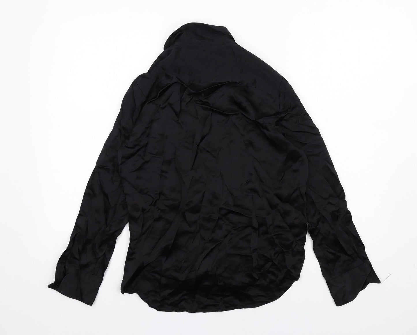 Womens UK Size XS Zara Black Basic Button-Up