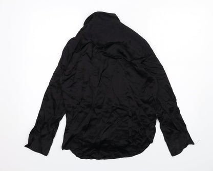 Womens UK Size XS Zara Black Basic Button-Up