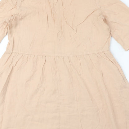 Zara Womens Pink Lyocell Shirt Dress Size XS Collared Button