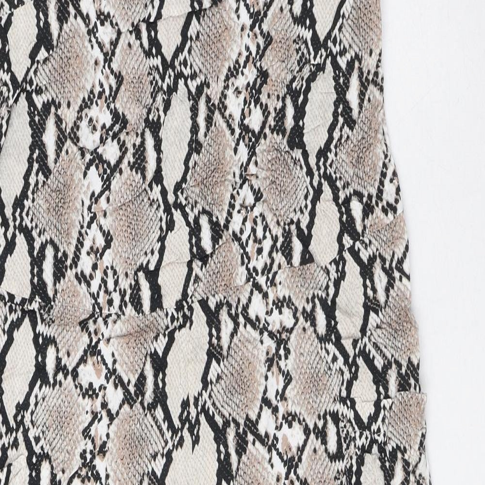 Dorothy Perkins Womens Beige Animal Print Viscose Jumpsuit One-Piece Size 8 Tie - Snake Skin Print