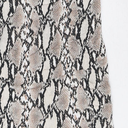 Dorothy Perkins Womens Beige Animal Print Viscose Jumpsuit One-Piece Size 8 Tie - Snake Skin Print