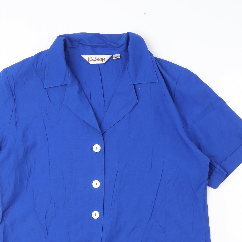 Womens UK Size 12 Kaleidoscope Black Basic Button-Up