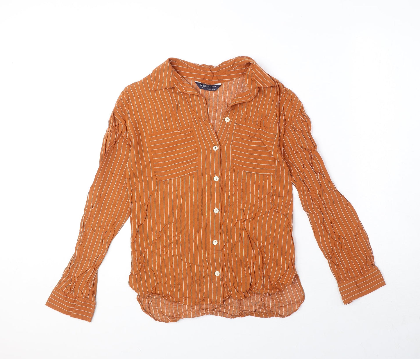 Womens UK Size 6 Marks and Spencer Orange Basic Button-Up