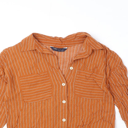 Womens UK Size 6 Marks and Spencer Orange Basic Button-Up