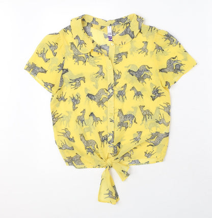 Womens UK Size 6 Henry Holland Yellow Basic Button-Up