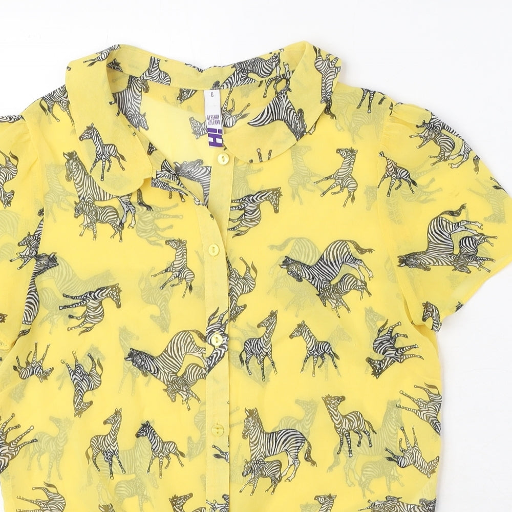 Womens UK Size 6 Henry Holland Yellow Basic Button-Up