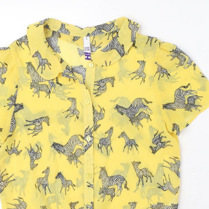 Womens UK Size 6 Henry Holland Yellow Basic Button-Up