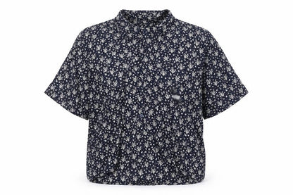 Moments Womens Blue Geometric Viscose Basic Button-Up Size 16 Collared