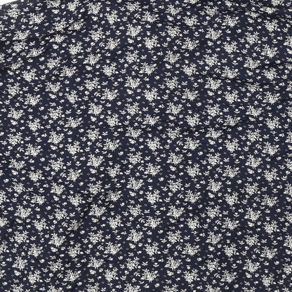 Moments Womens Blue Geometric Viscose Basic Button-Up Size 16 Collared