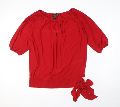 Womens UK Size M Nina Leonard Red Basic T-Shirt