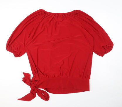 Womens UK Size M Nina Leonard Red Basic T-Shirt
