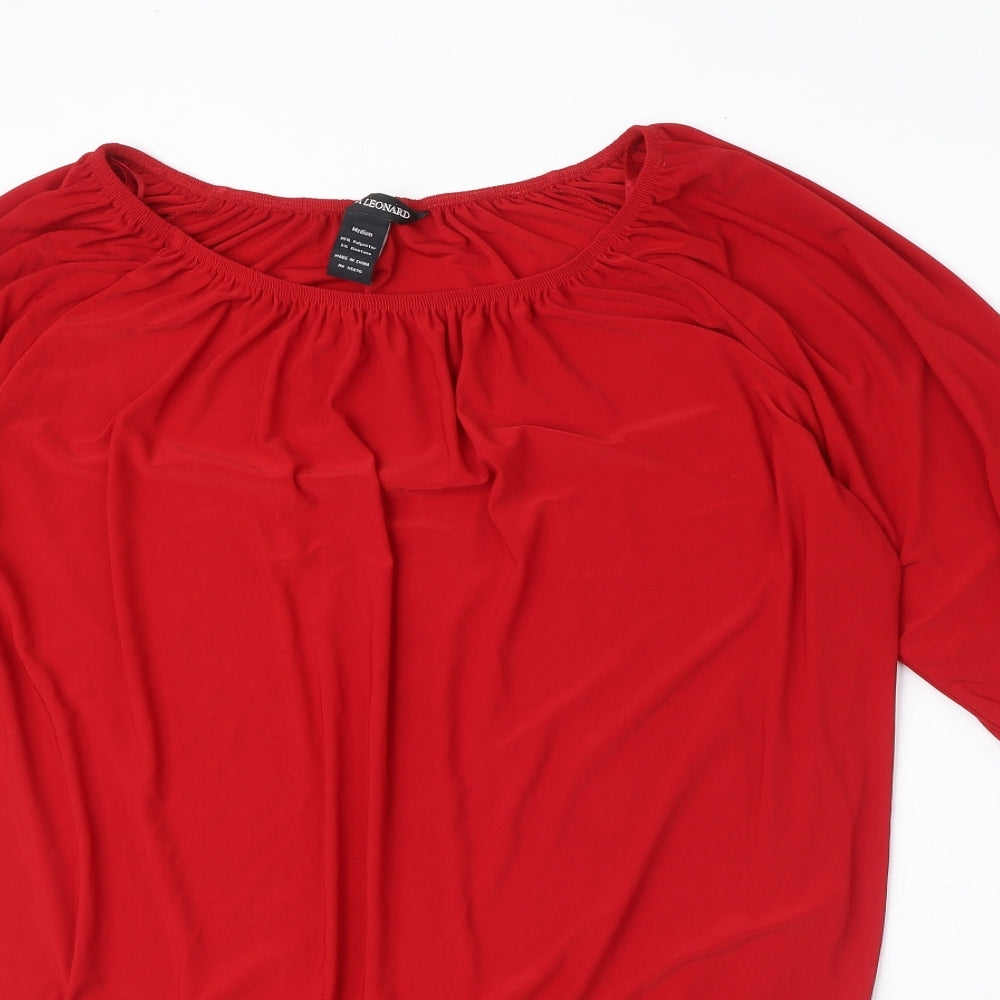 Womens UK Size M Nina Leonard Red Basic T-Shirt