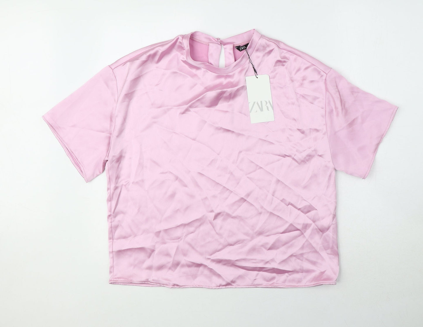 Womens UK Size M Zara Pink Basic Blouse