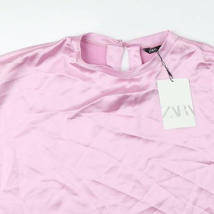 Womens UK Size M Zara Pink Basic Blouse