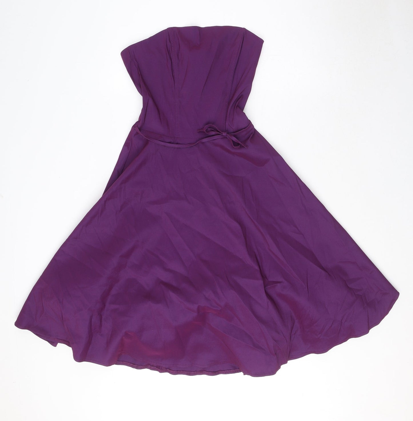 Topshop Womens Purple Polyester A-Line Size 8 Off the Shoulder Zip
