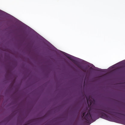Topshop Womens Purple Polyester A-Line Size 8 Off the Shoulder Zip