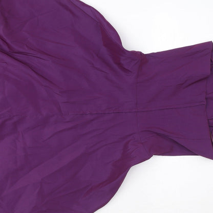 Topshop Womens Purple Polyester A-Line Size 8 Off the Shoulder Zip