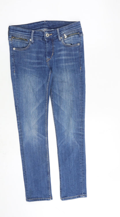 Womens UK Size 27 in H&M Slim Fit Straight Blue Jeans