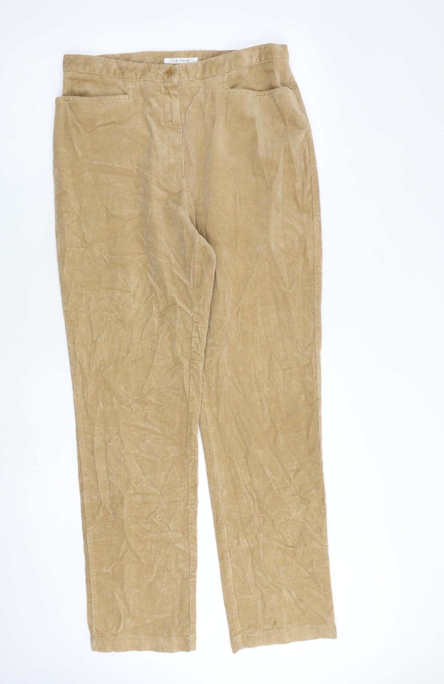 Jones Sport Womens Brown Cotton Trousers Size 12 L30 in Regular Zip