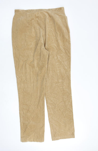 Jones Sport Womens Brown Cotton Trousers Size 12 L30 in Regular Zip