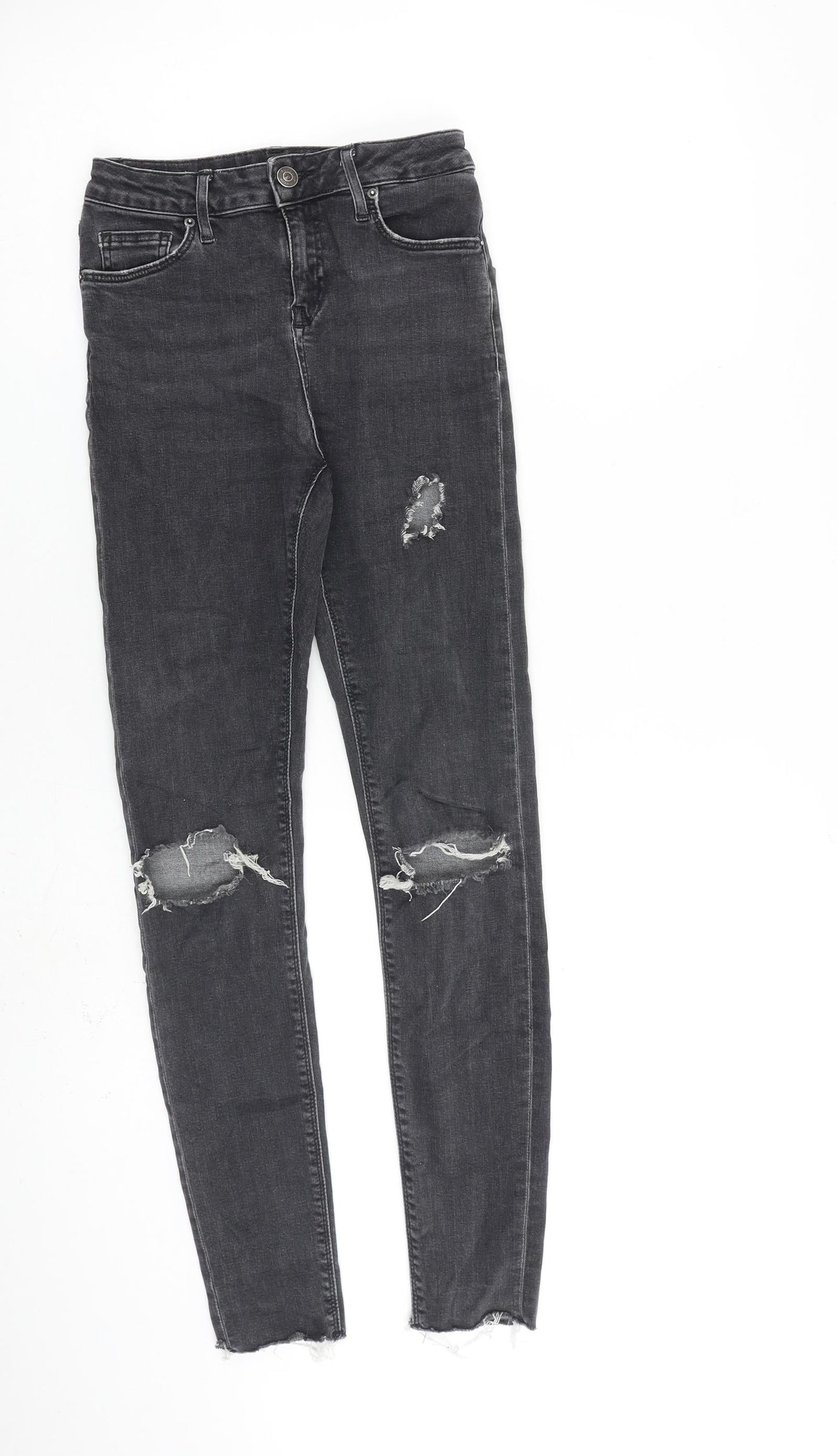 Topshop Womens Grey Cotton Skinny Jeans Size 25 in L32 in Regular Zip