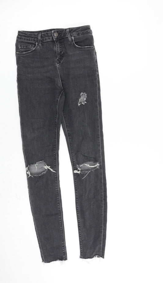 Topshop Womens Grey Cotton Skinny Jeans Size 25 in L32 in Regular Zip