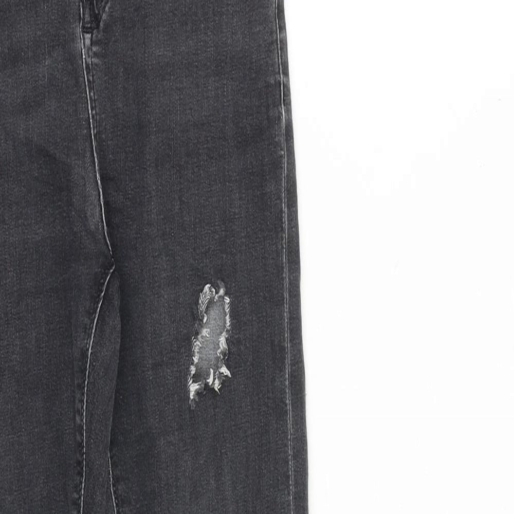 Topshop Womens Grey Cotton Skinny Jeans Size 25 in L32 in Regular Zip