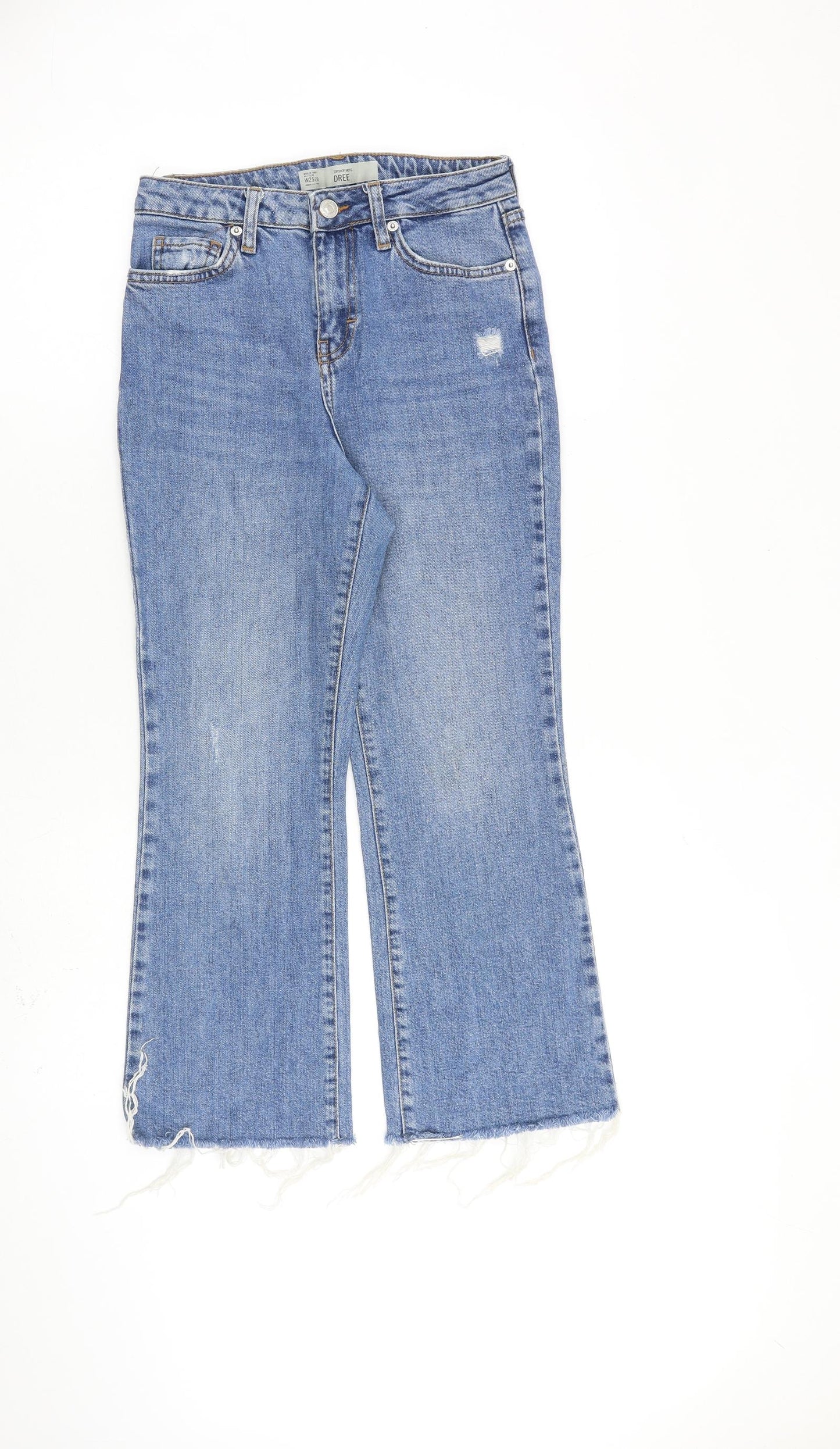 Topshop Womens Blue Cotton Wide-Leg Jeans Size 25 in L30 in Regular Zip