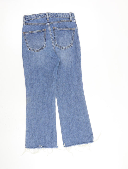 Topshop Womens Blue Cotton Wide-Leg Jeans Size 25 in L30 in Regular Zip