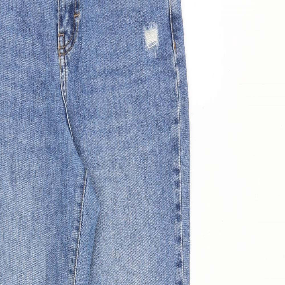 Topshop Womens Blue Cotton Wide-Leg Jeans Size 25 in L30 in Regular Zip