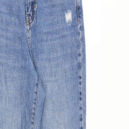 Topshop Womens Blue Cotton Wide-Leg Jeans Size 25 in L30 in Regular Zip