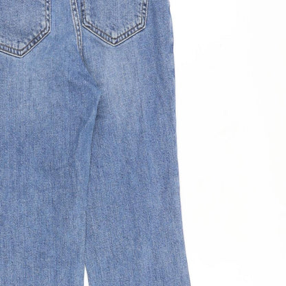 Topshop Womens Blue Cotton Wide-Leg Jeans Size 25 in L30 in Regular Zip