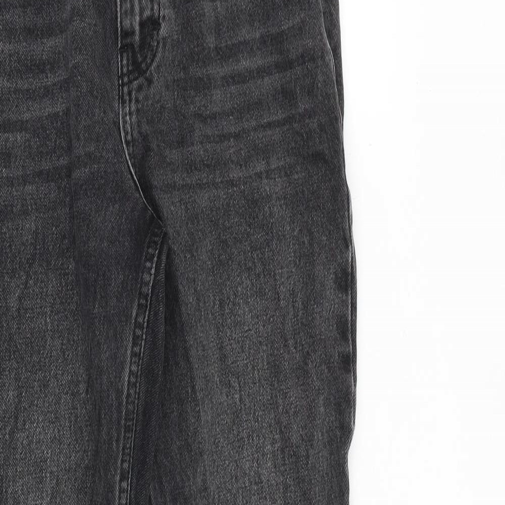 Topshop Womens Grey Cotton Wide-Leg Jeans Size 26 in L30 in Regular Zip