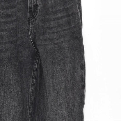 Topshop Womens Grey Cotton Wide-Leg Jeans Size 26 in L30 in Regular Zip