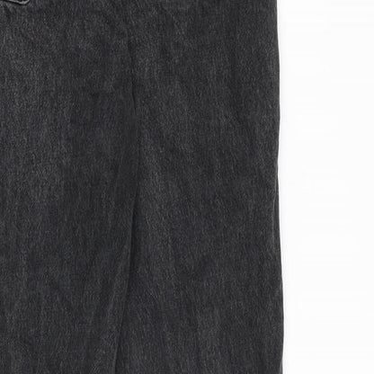 Topshop Womens Grey Cotton Wide-Leg Jeans Size 26 in L30 in Regular Zip