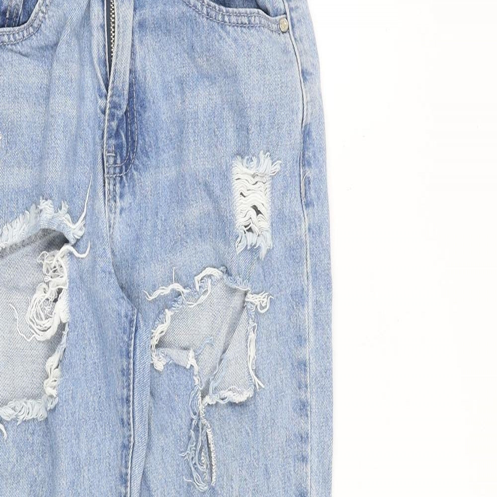 Missguided Womens Blue Cotton Mom Jeans Size 6 L26 in Regular Zip