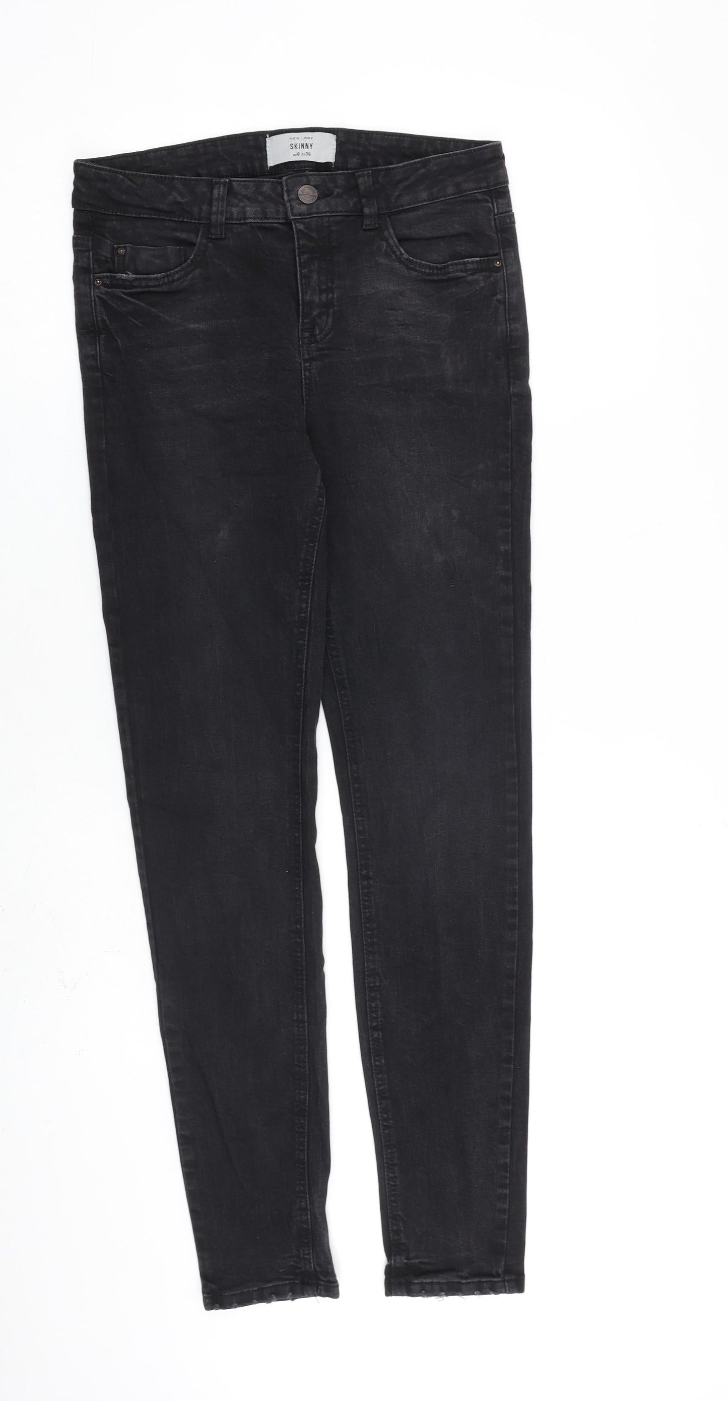 New Look Womens Black Cotton Skinny Jeans Size 8 L30 in Slim Zip