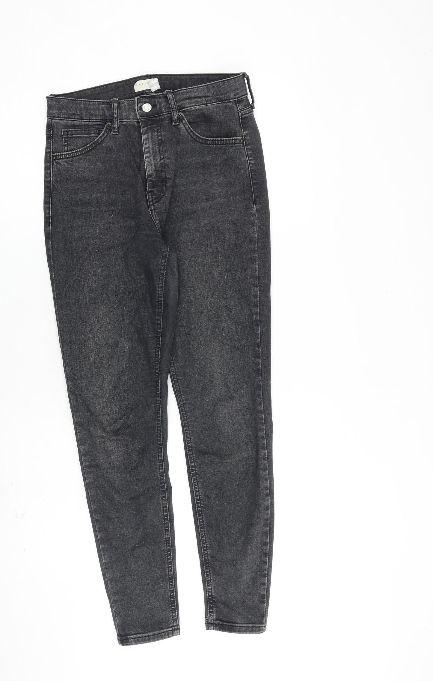 Topshop Womens Grey Cotton Skinny Jeans Size 28 in L32 in Regular Zip
