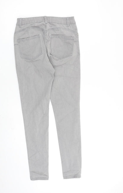 Denim & Co. Womens Grey Cotton Skinny Jeans Size 10 L28 in Slim Zip