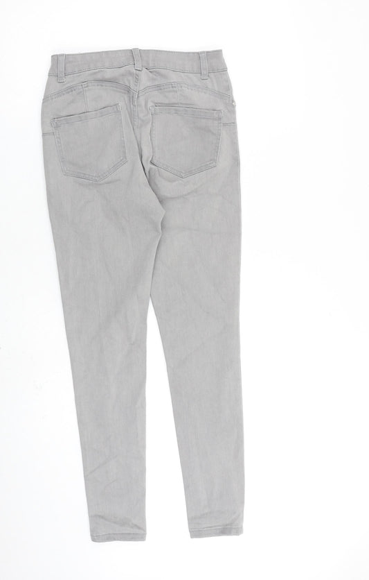 Denim & Co. Womens Grey Cotton Skinny Jeans Size 10 L28 in Slim Zip